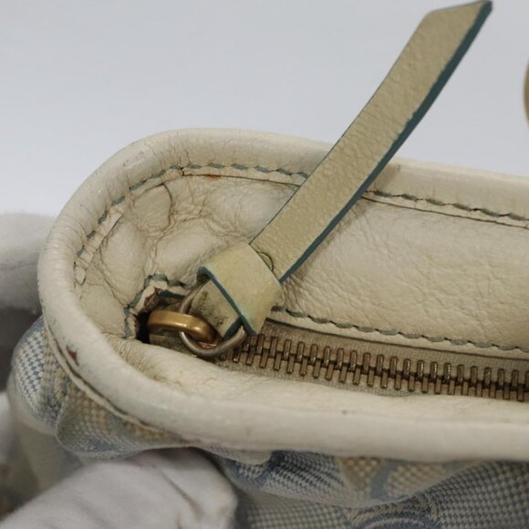 CELINE C Macadam Canvas Tote Bag Light Blue White gold Auth ar13244 - Picture 10 of 15